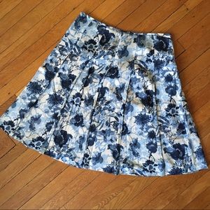 Ann Taylor Pleated Floral A-Line Skirt